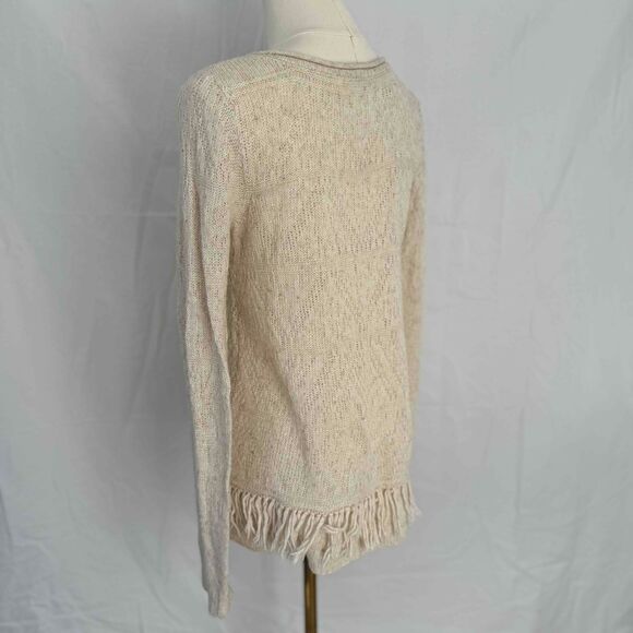 Moth Neutrals Fringe Trim Long Sleeve Pullover Sweater Womens XS - Picture 6 of 15